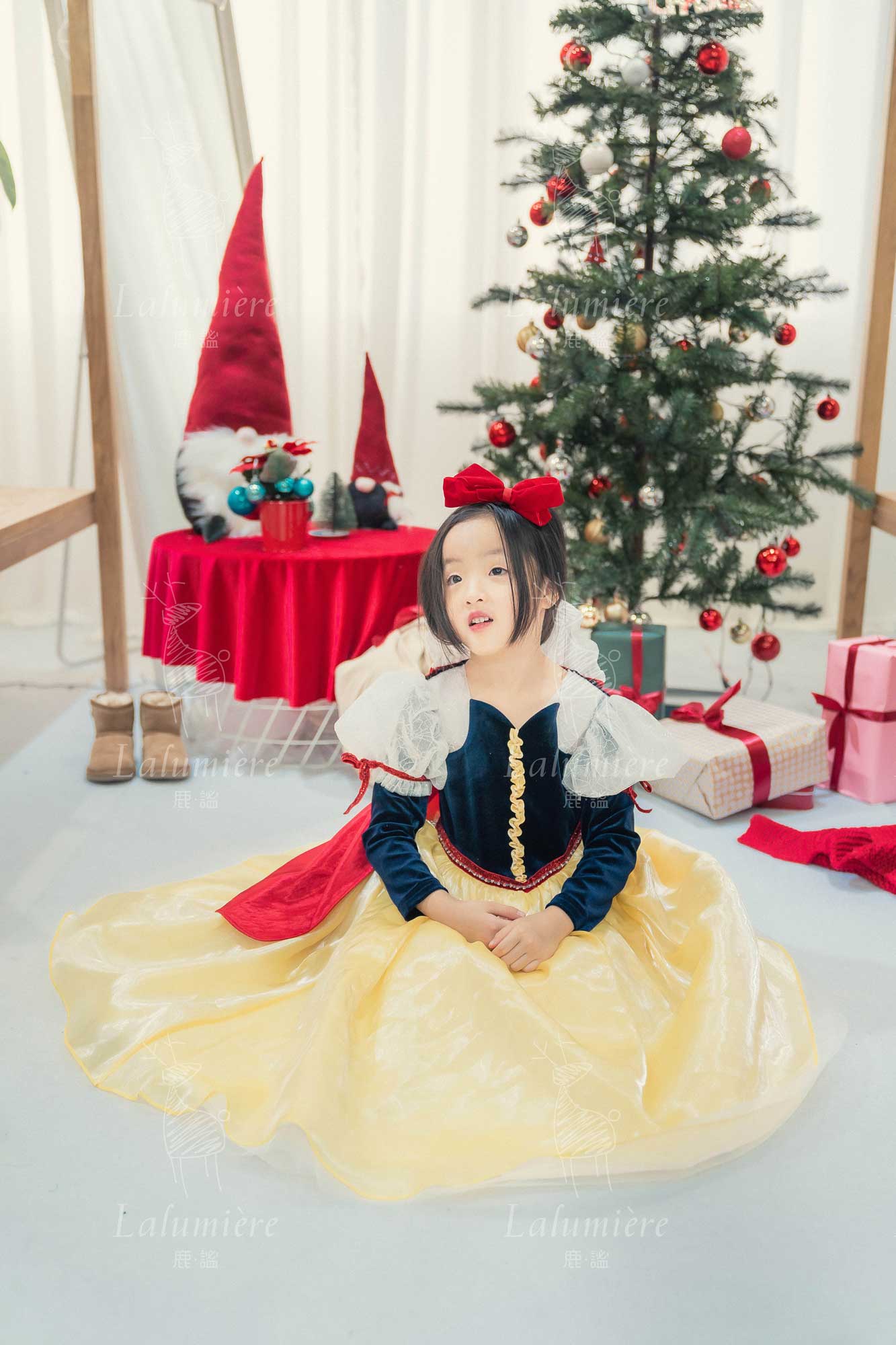 女童黄色长袖白雪公主纱裙