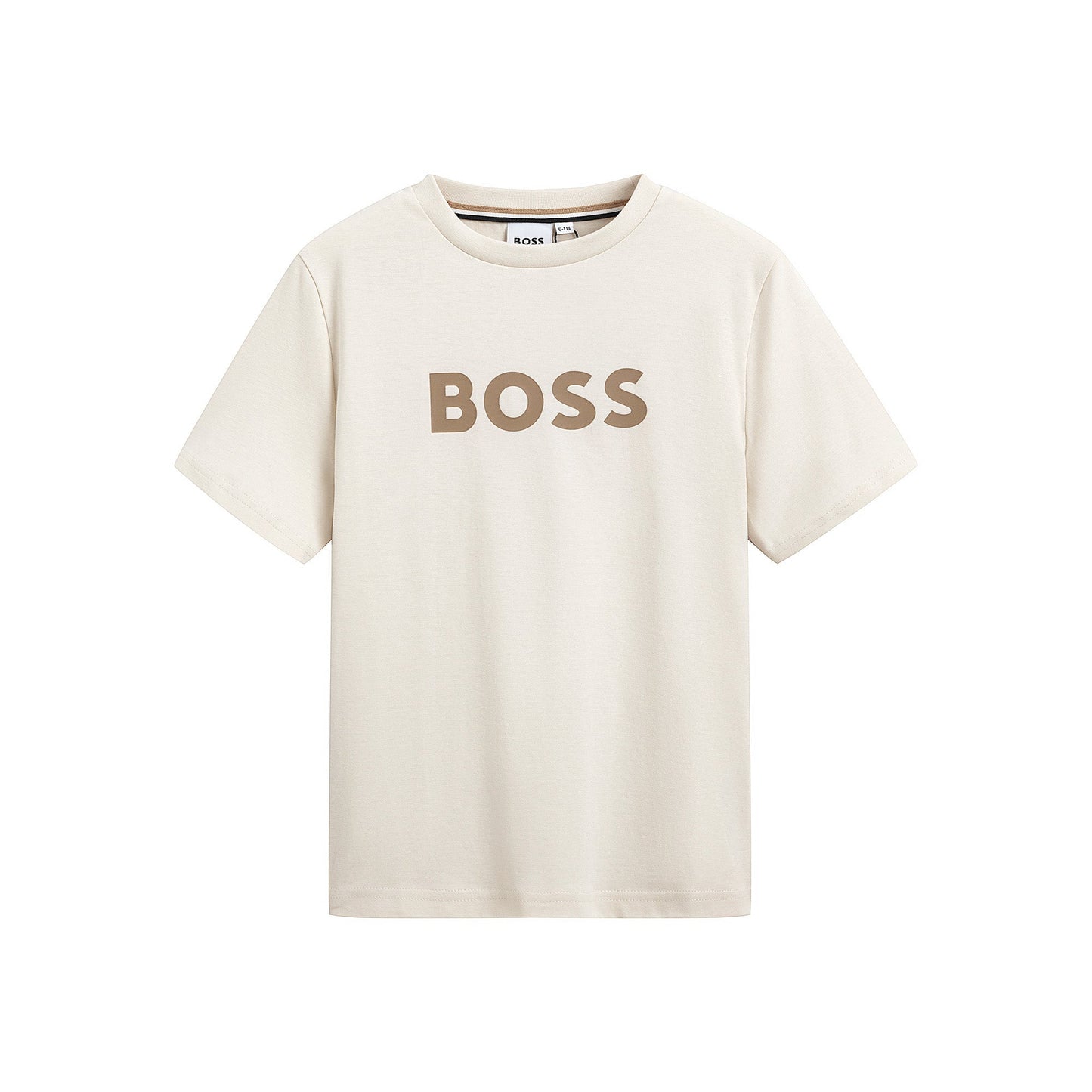男童米色Logo棉T恤