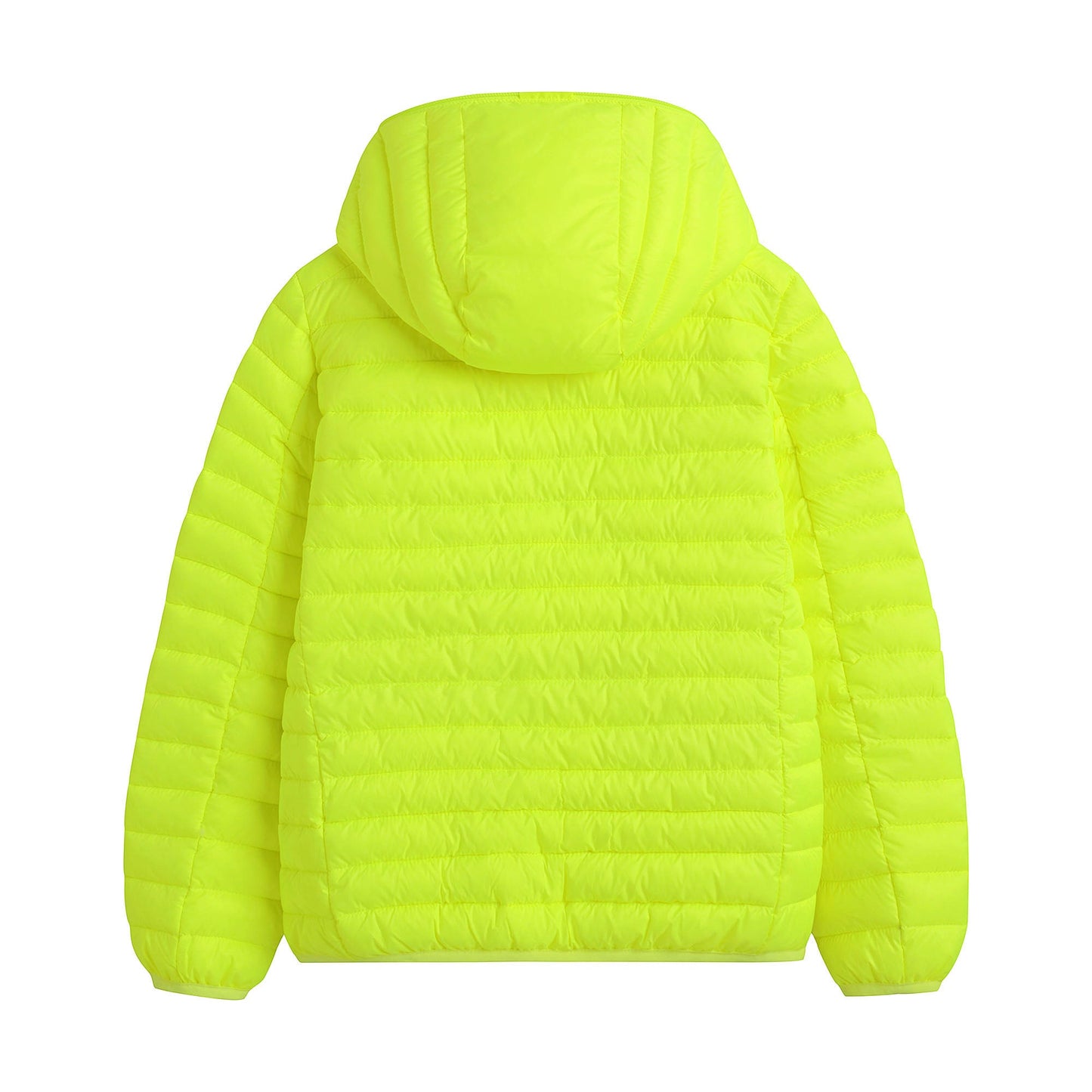 儿童荧光黄色连帽棉服