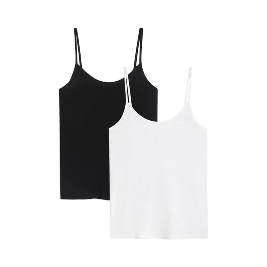 女士白色棉背心套装