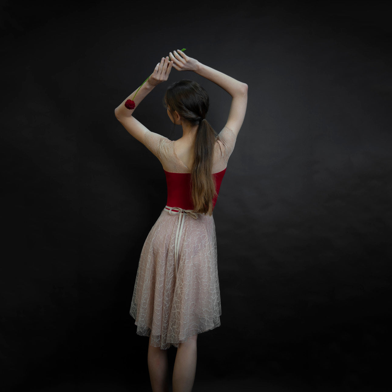 女童红色芭蕾舞连体衣