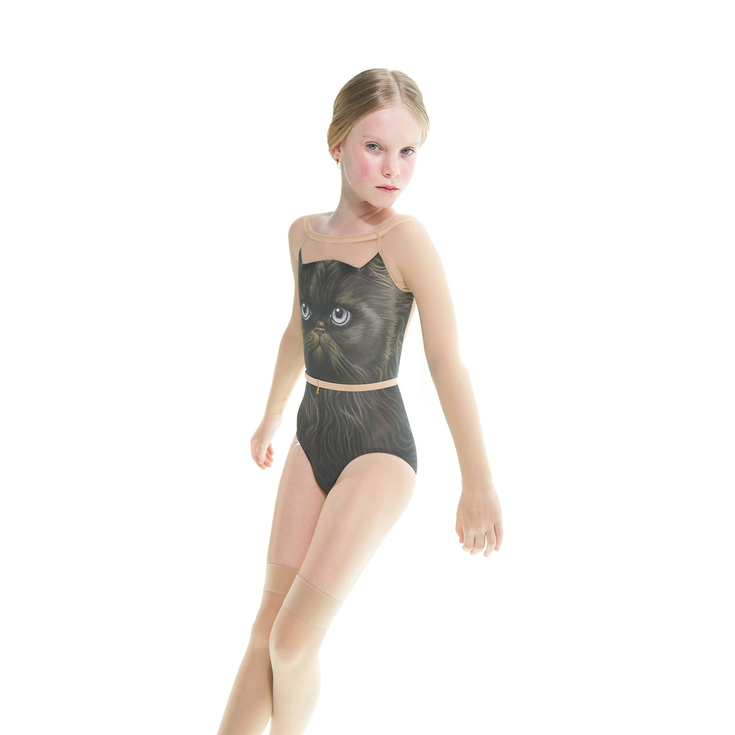 女童黑猫长袖芭蕾舞连体衣