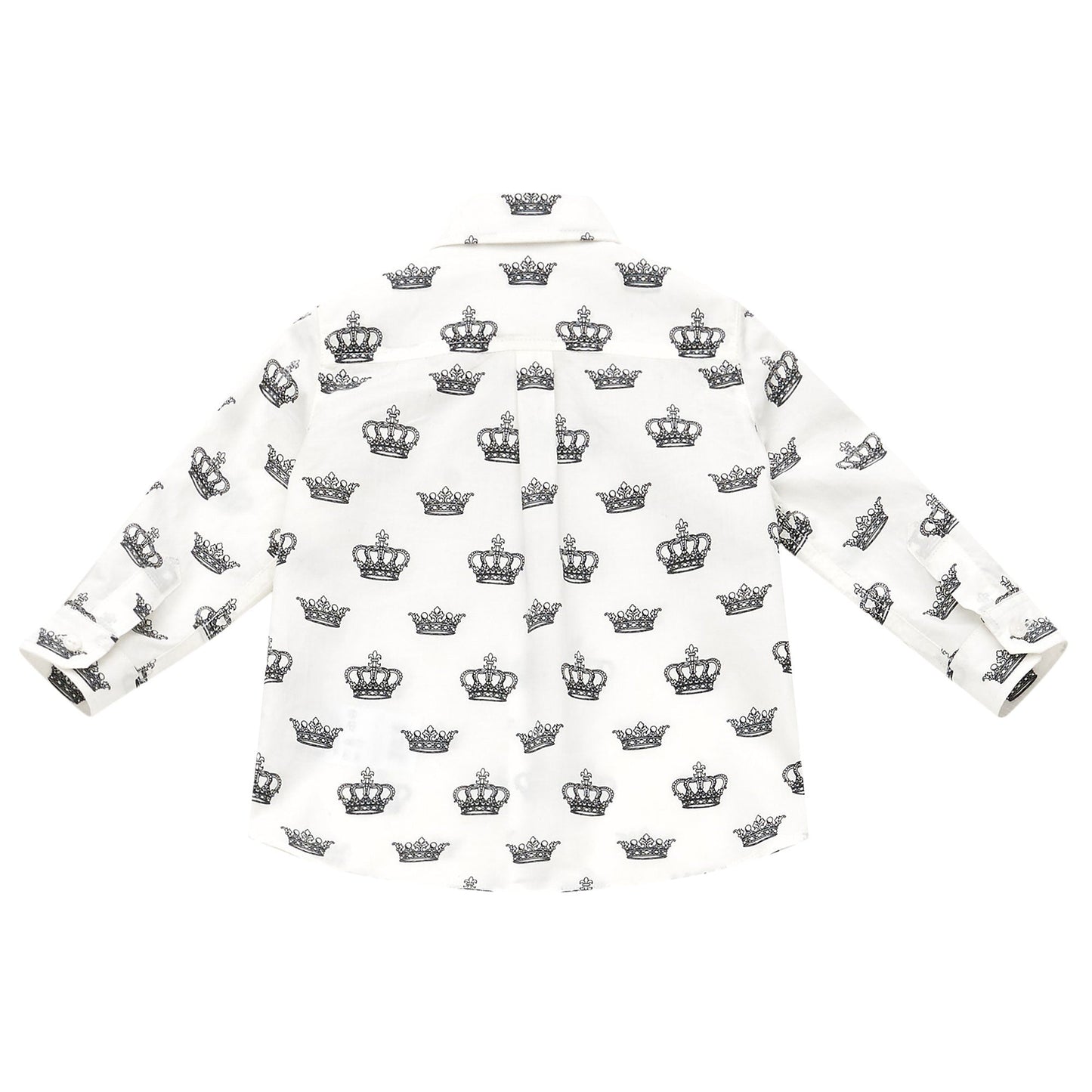 Baby Boys White Allover Printed Trims Shirt