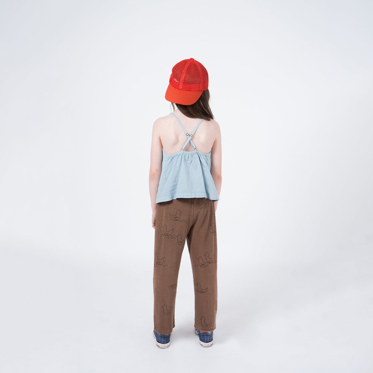 Girls Ashley Blue Orange Cotton Cherry Top