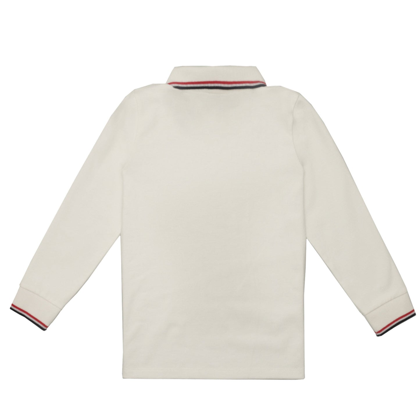 Baby Boys White Rib Cuffs Cotton Polo Shirt