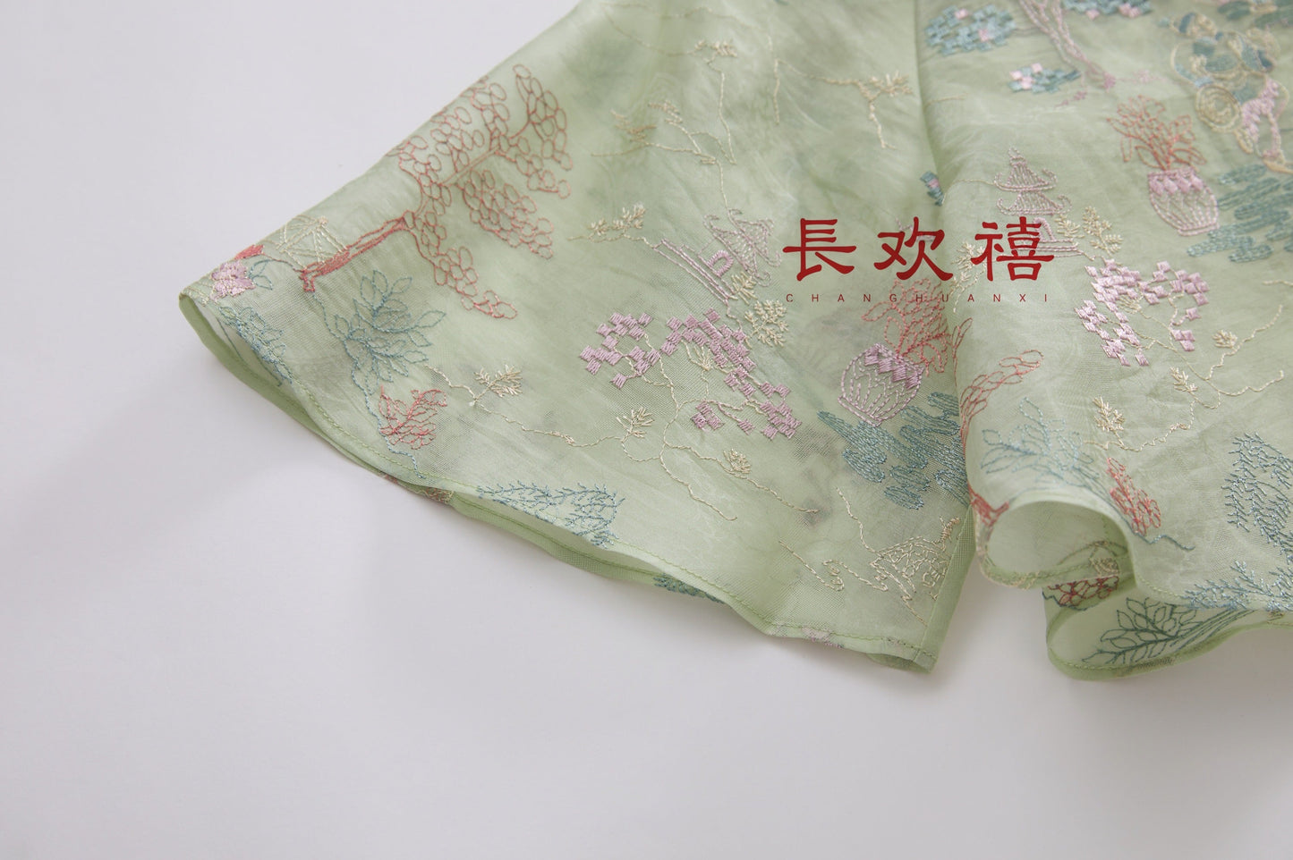 女童粉色"忆兰亭"两件套旗袍