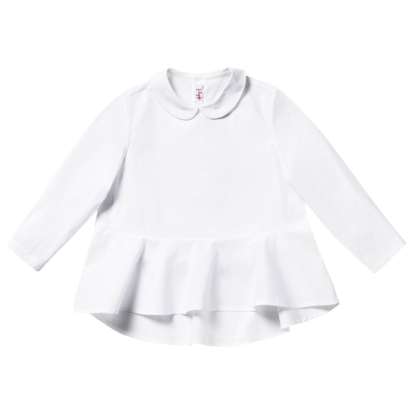 Girls White Peter Pan Collar Cotton Blouse