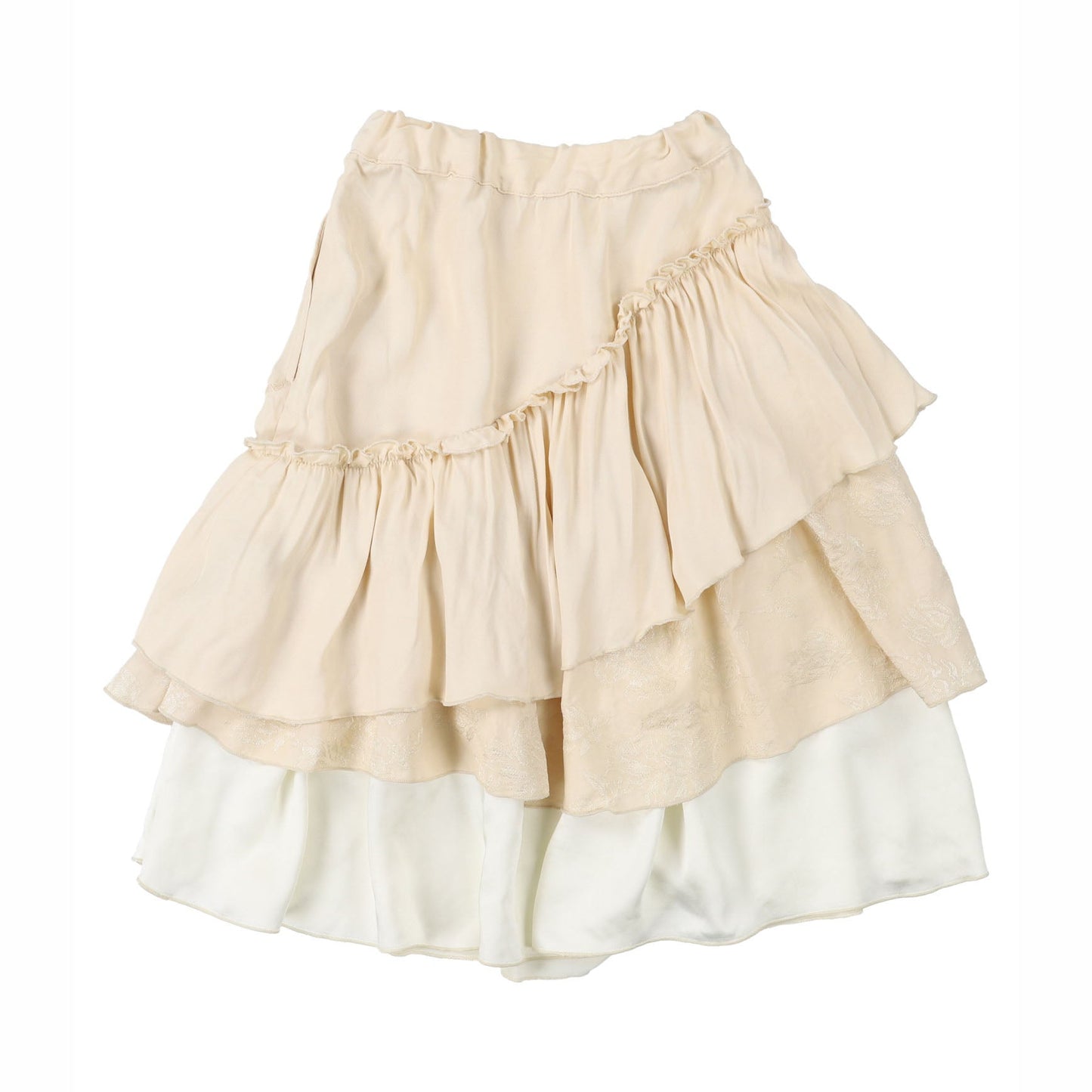 女童白色分层荷叶边短裙