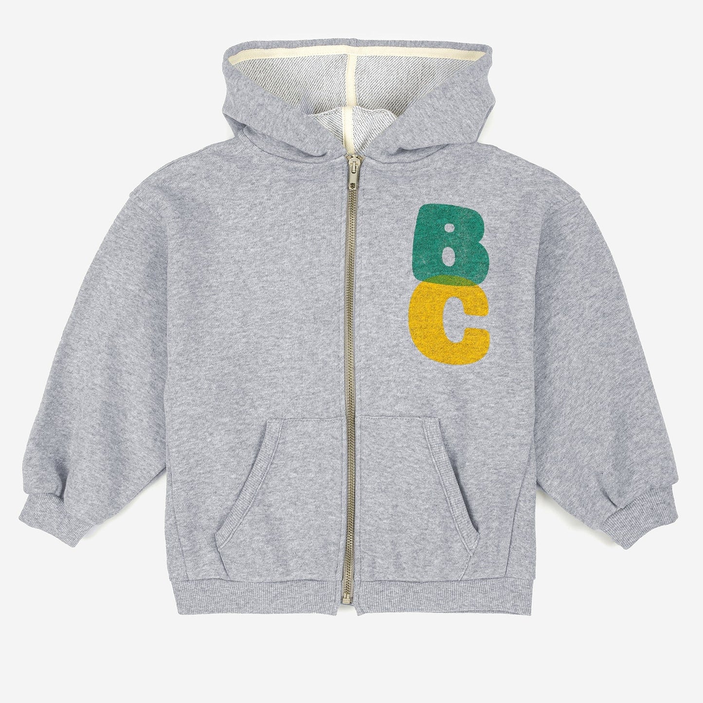 儿童浅灰色Logo棉拉链上衣