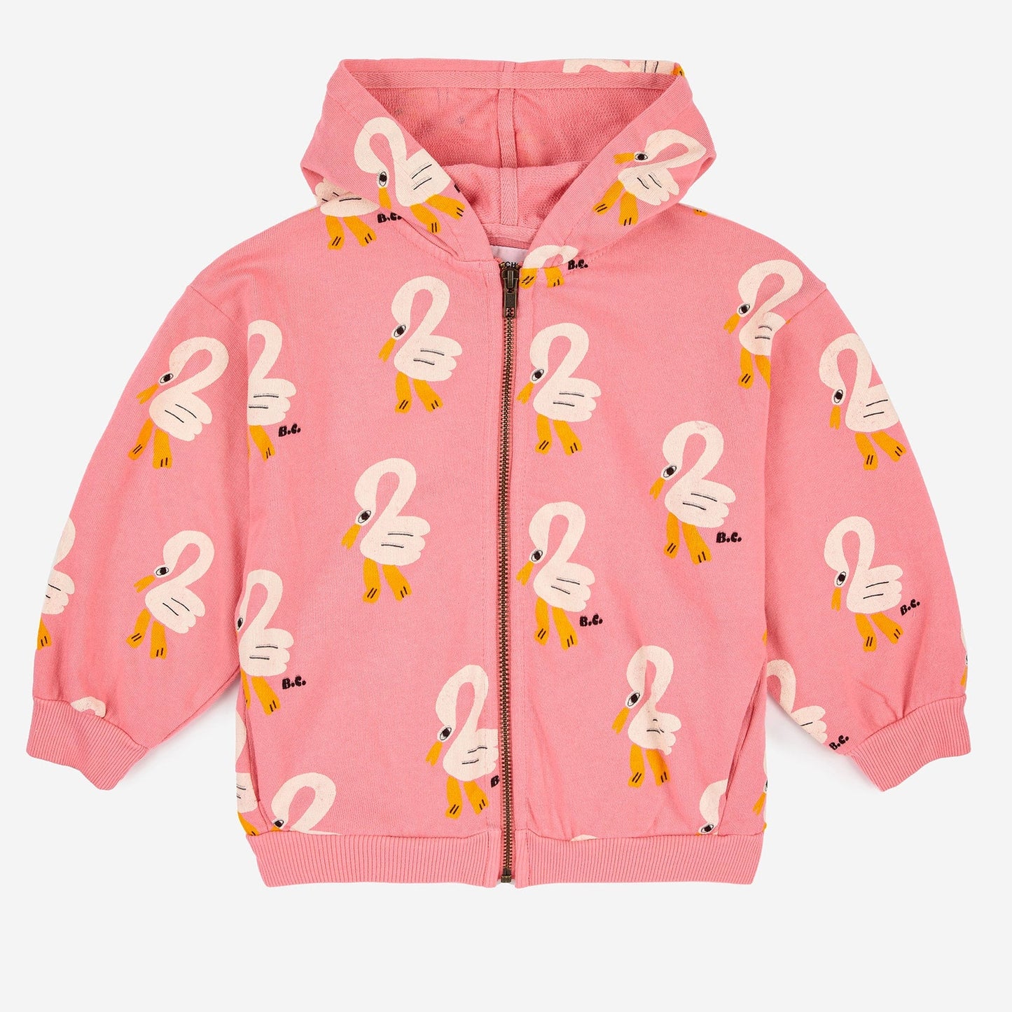 女童粉色印花棉拉链上衣