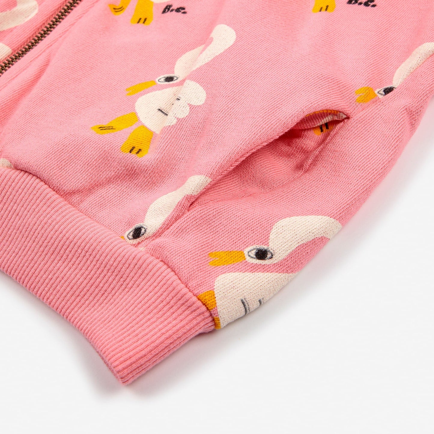 女童粉色印花棉拉链上衣