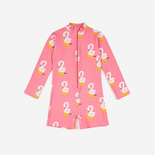 女童粉色印花泳衣