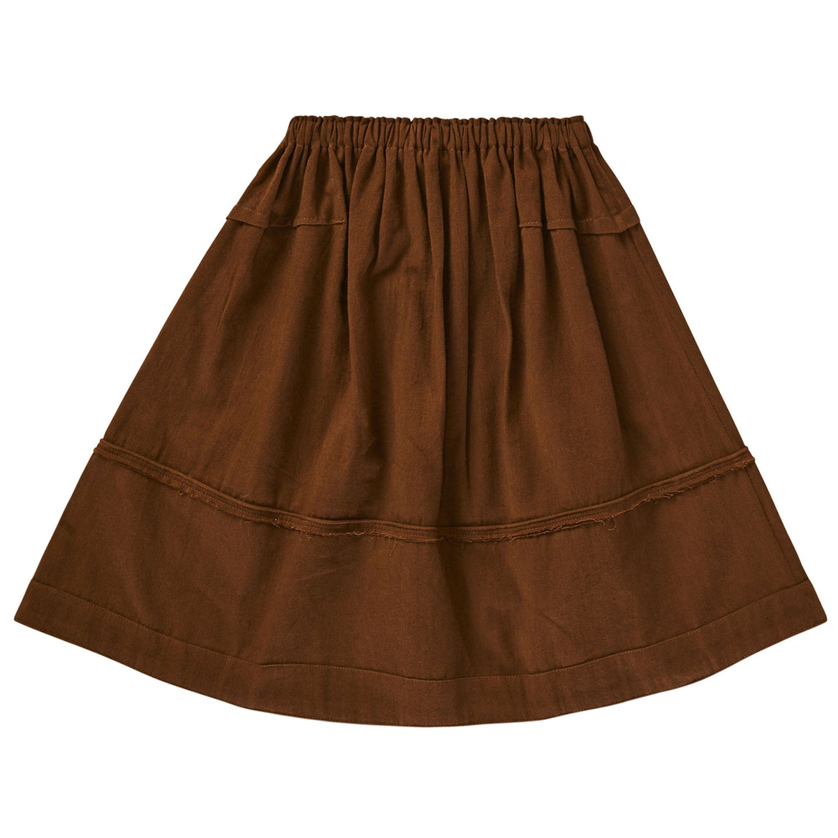 Girls Brown Cotton Woven Skirt