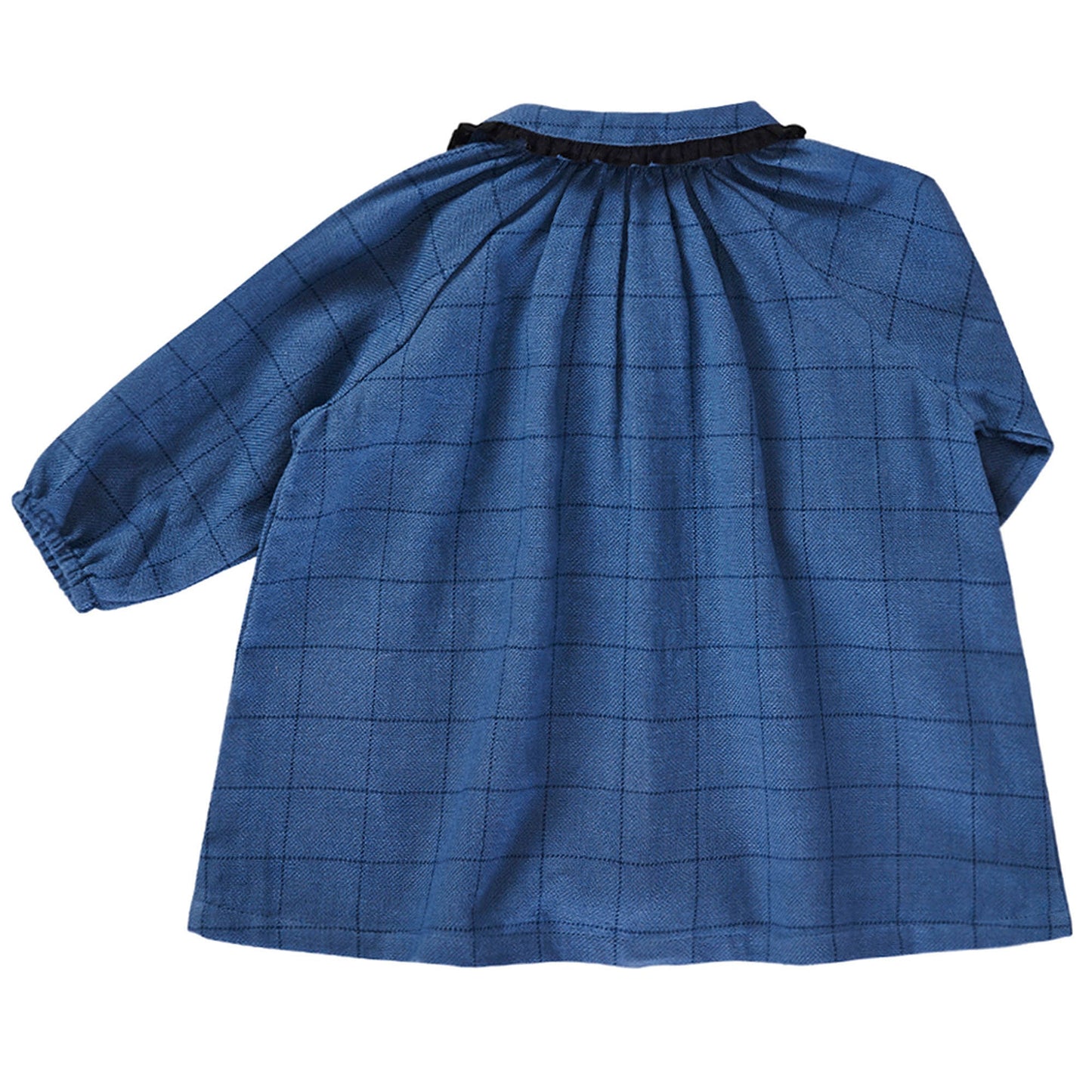 Baby Girls Blue Check Cotton Woven Dress