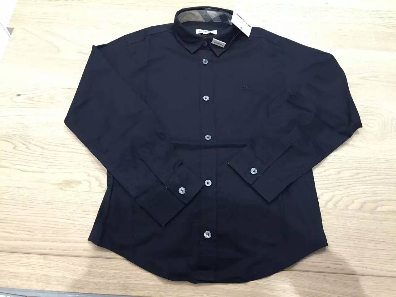 Boys Black Shirt With Check Collar