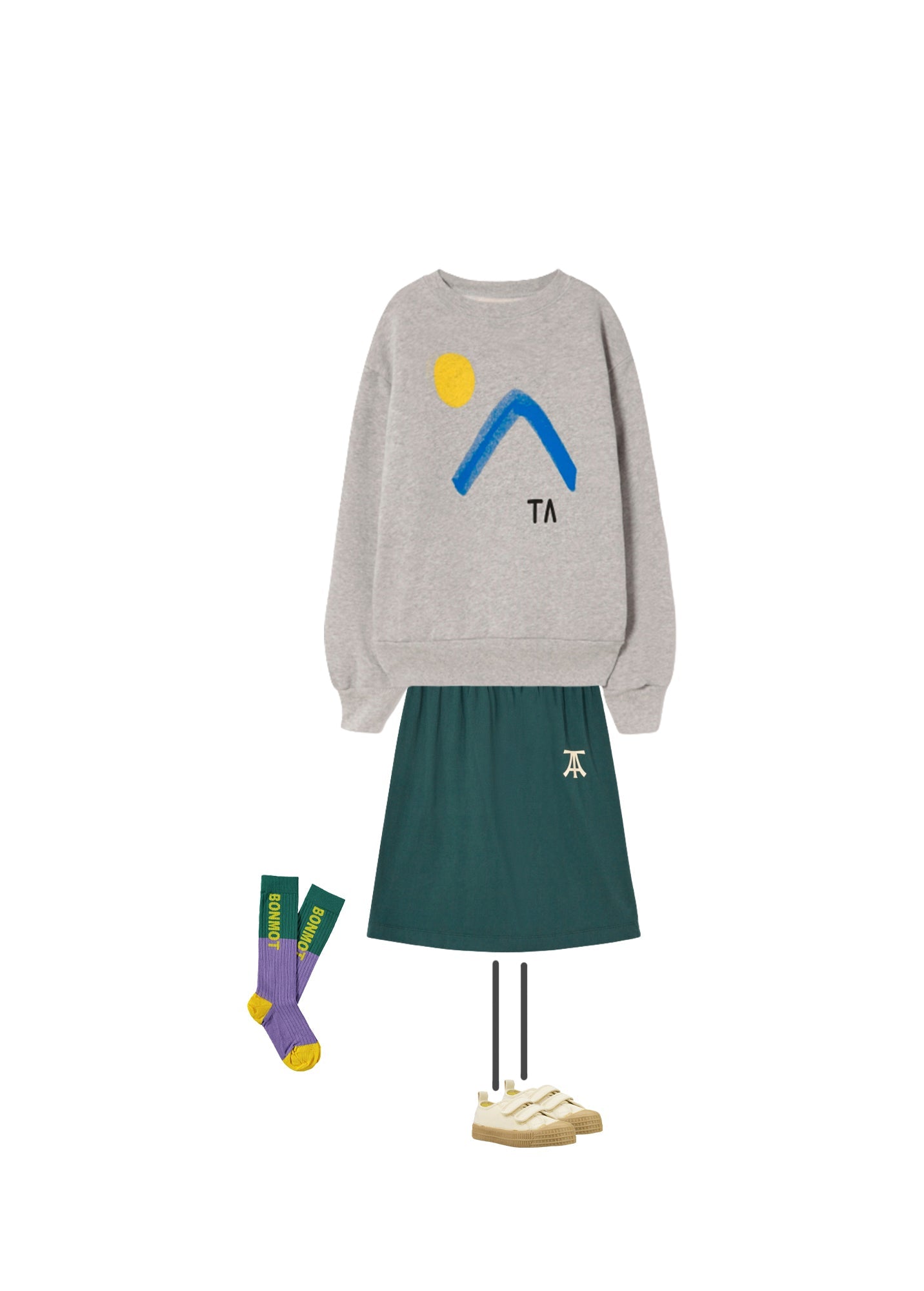 儿童丁香紫Logo棉袜