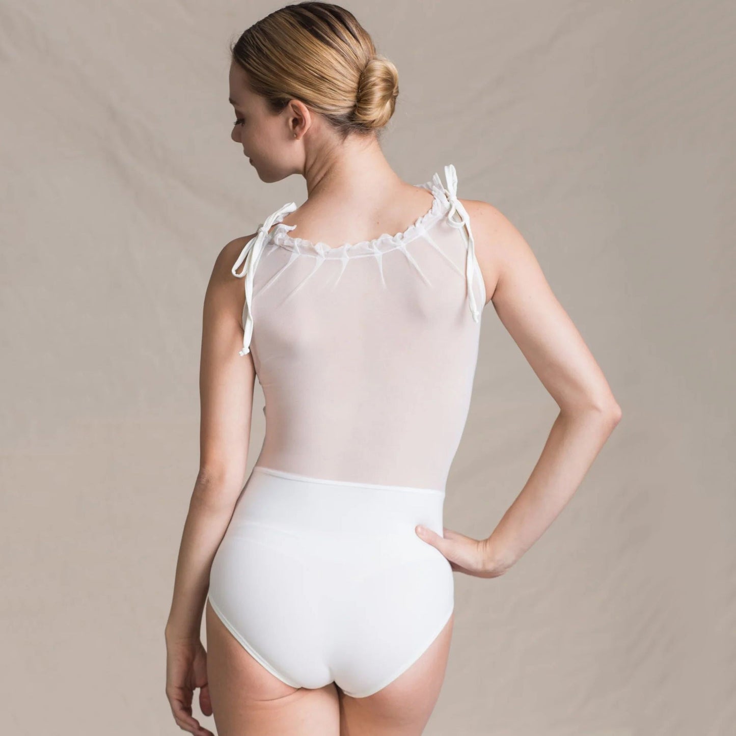 女士白色芭蕾舞连体衣(1406/White)