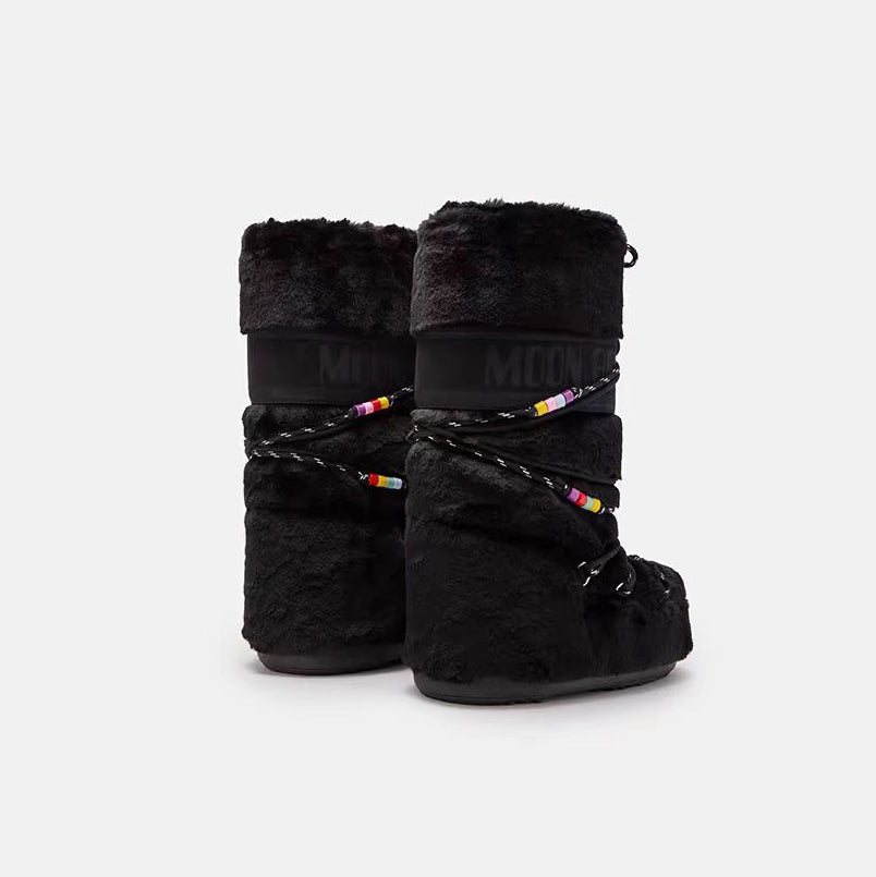 女士黑色"ICON FAUX FUR"长靴