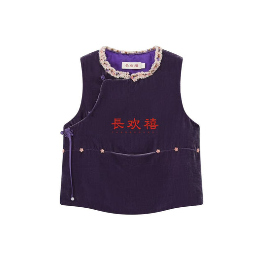 女童紫色"棒棒糖"夹棉马甲