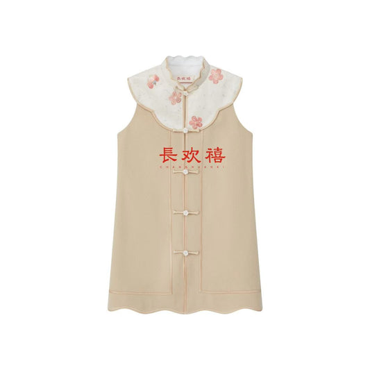 女童米色"咏梅"中式旗袍