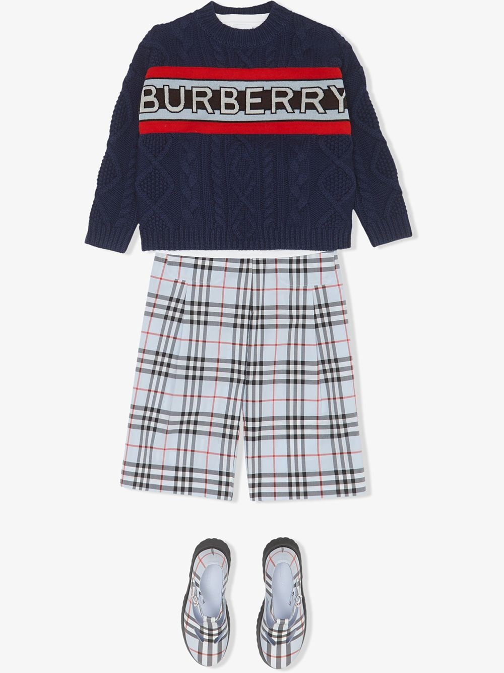 Boys Navy Wool Cable Knit Sweater