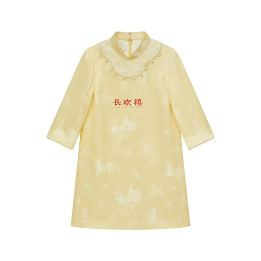女童黄色"玉兔"中式旗袍