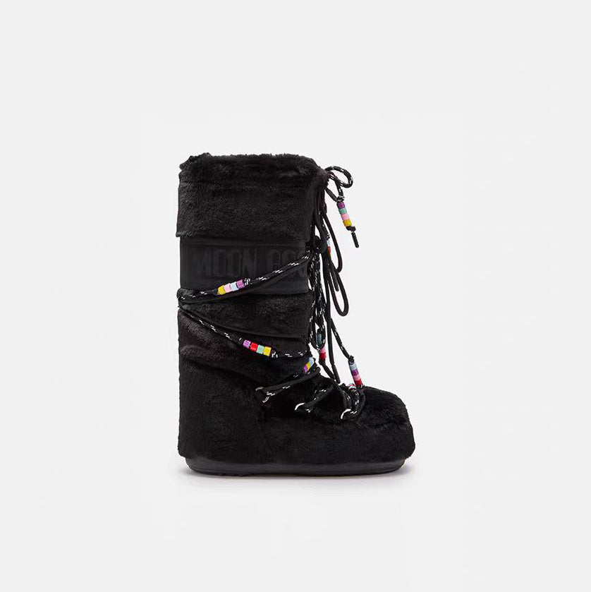 女士黑色"ICON FAUX FUR"长靴
