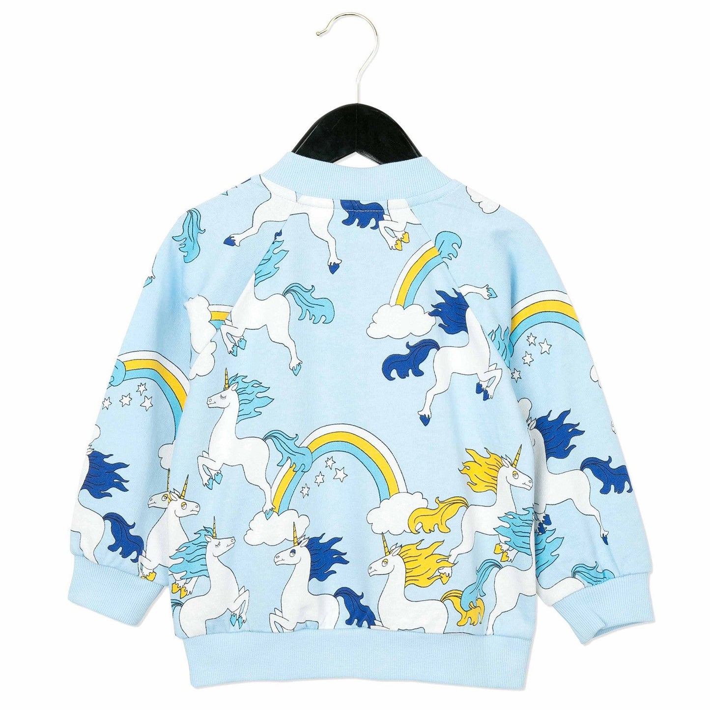 Girls Light Blue Unicorns Printed Cotton Jackets