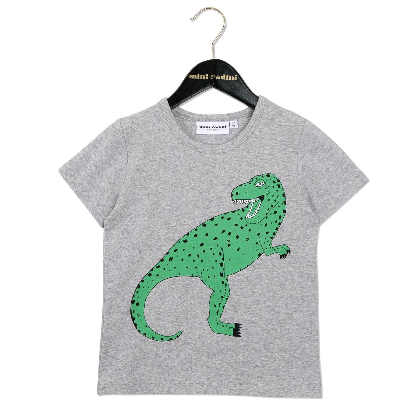 Girls Grey Cotton T-Shirt With Green Crocodile Print