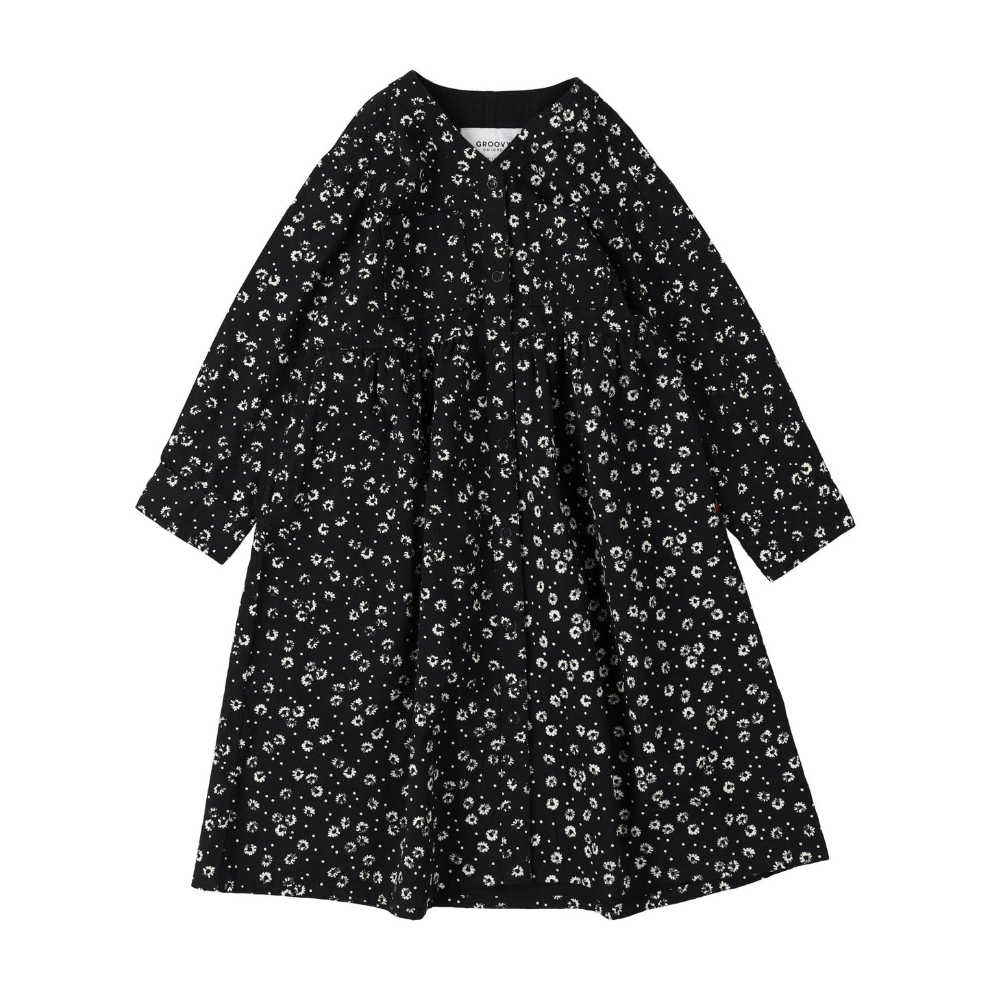 女童黑色碎花棉连衣裙