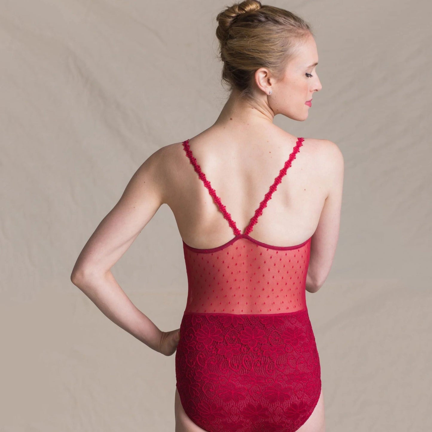 女童红色芭蕾舞连体衣(1724/Red)