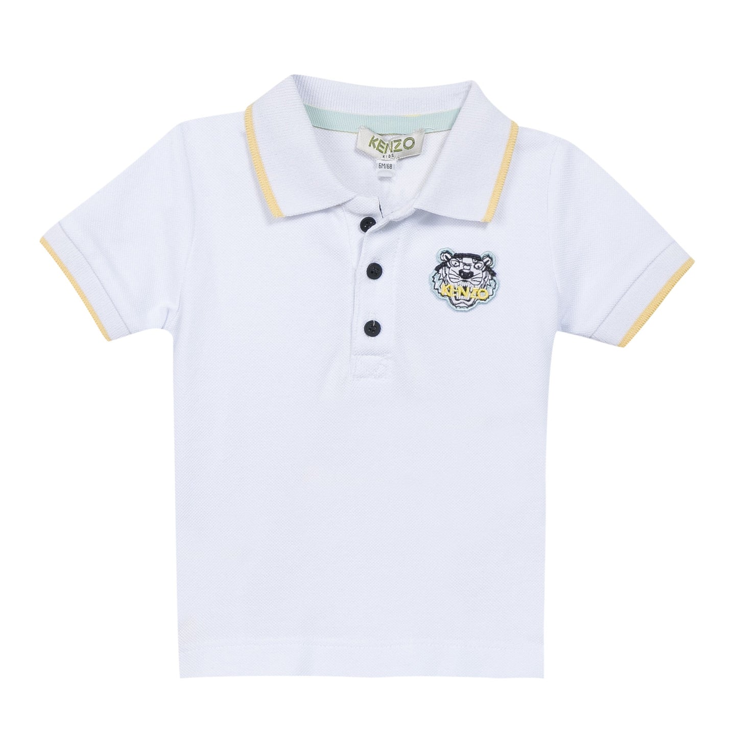 Baby Boys White Polo Shirt with Tiger Emblem