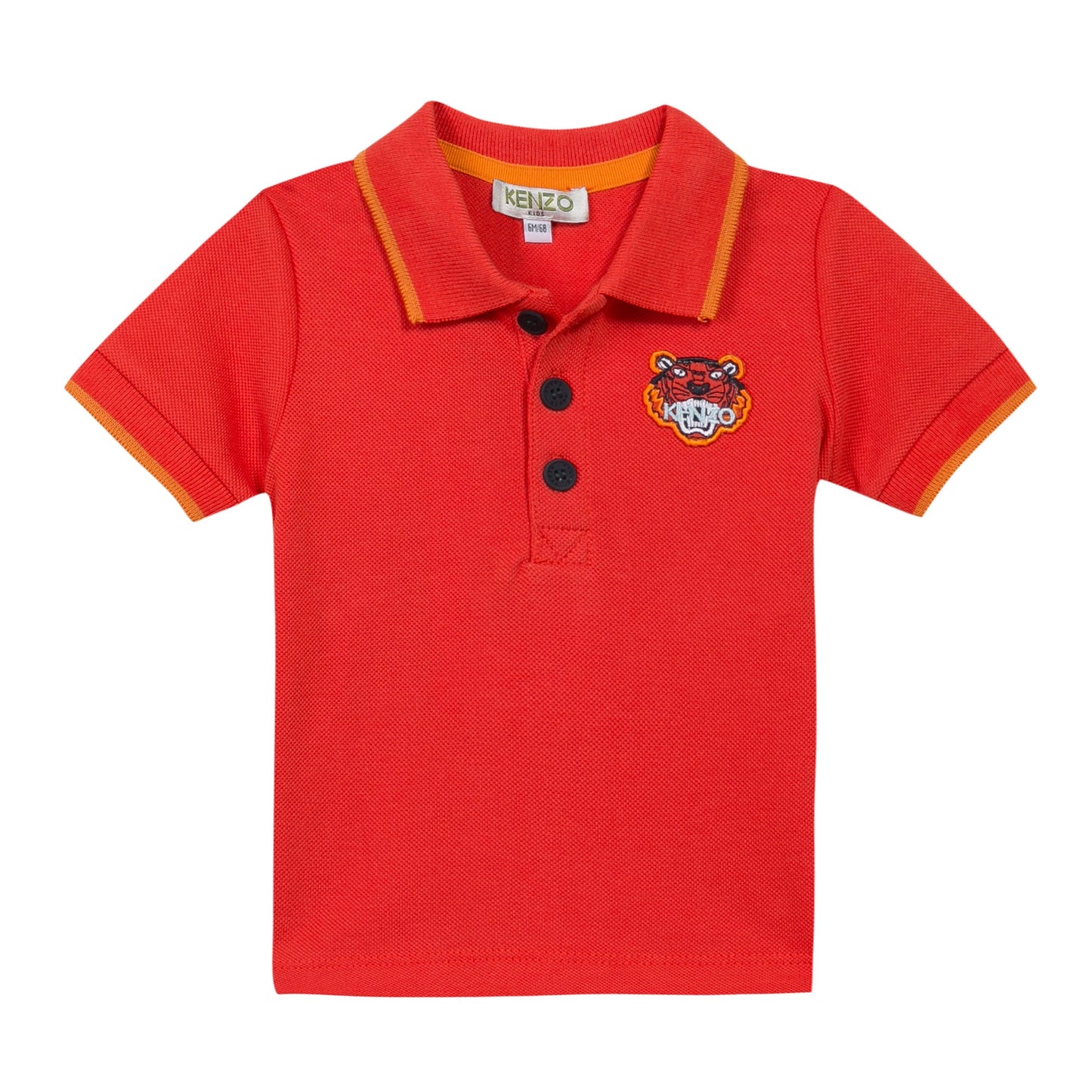 Baby Boys Orange Polo Shirt with Tiger Emblem