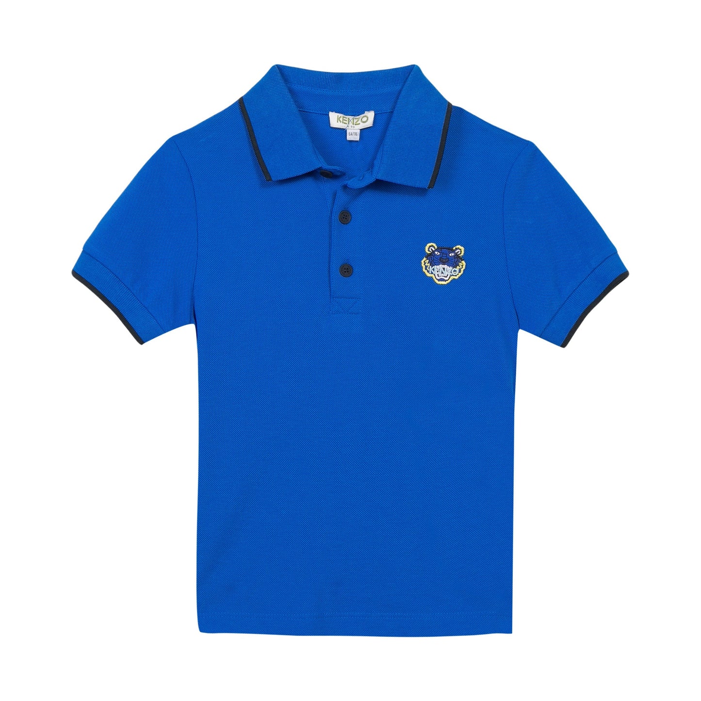 Boys Blue Polo Shirt With Tiger Emblem