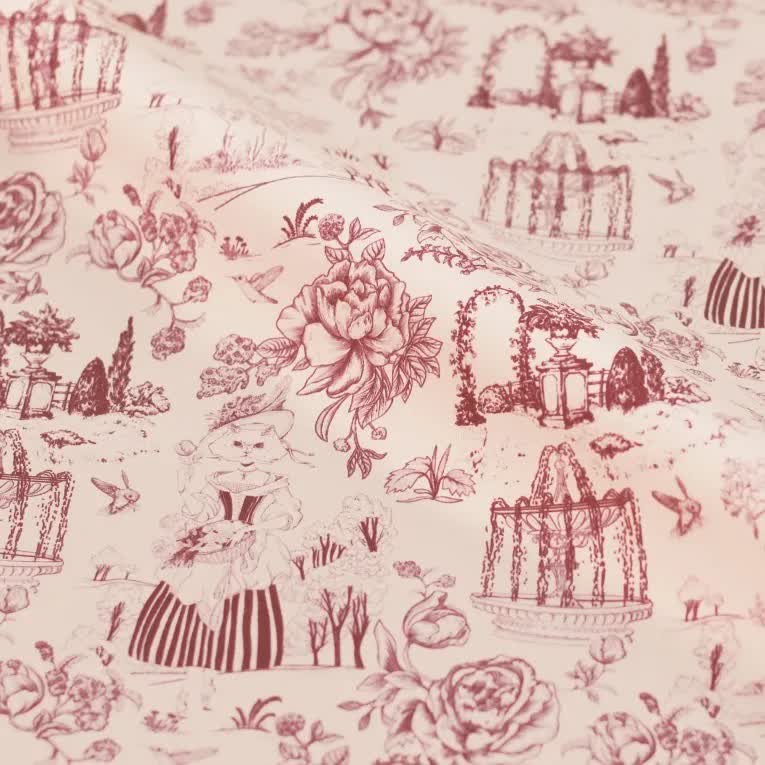 女童粉色"Toile de Jouy"芭蕾舞连体衣(高叉)