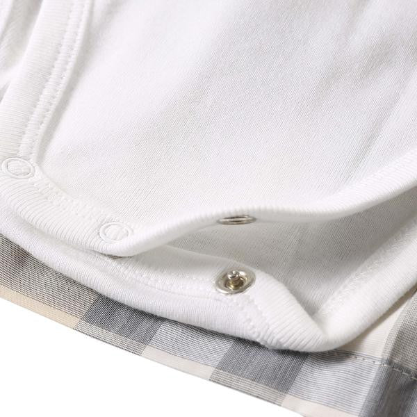 Baby Girls White & Check Cotton Dress
