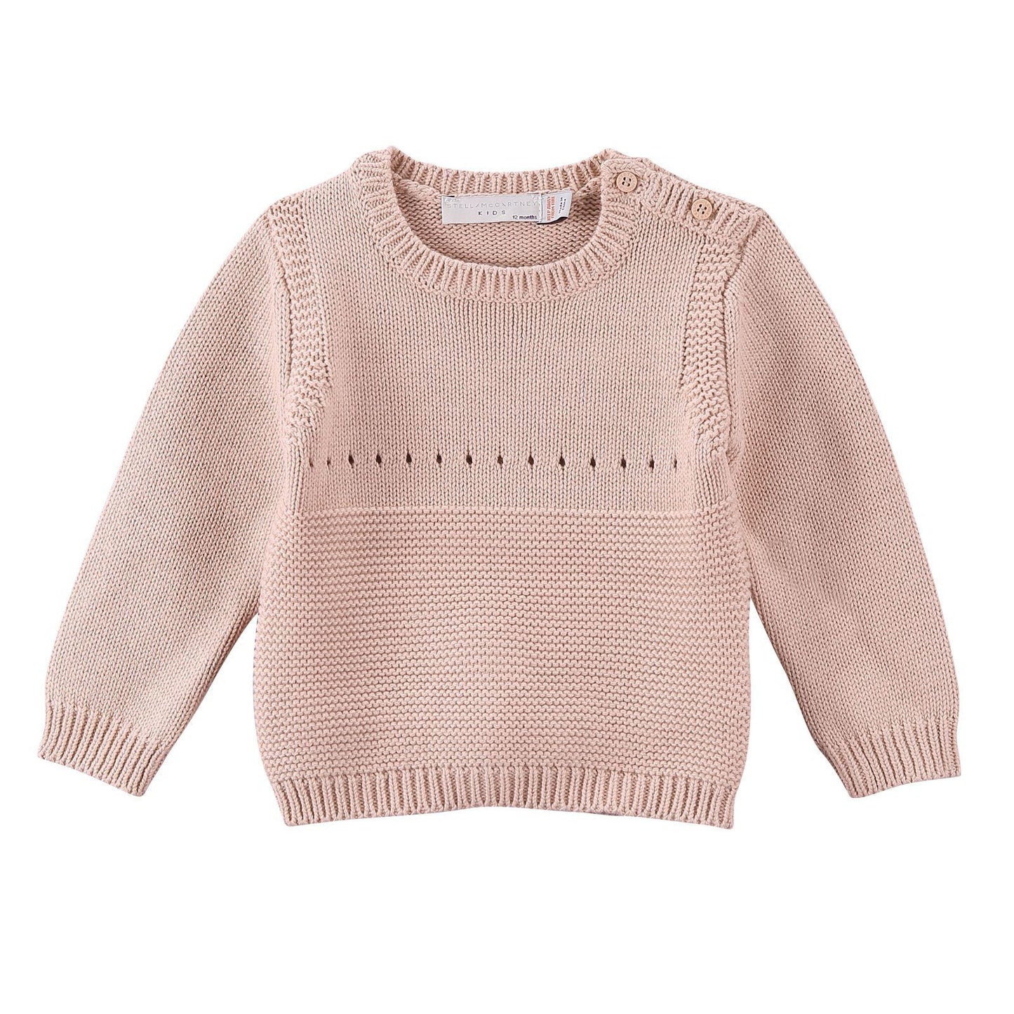 Baby Pink Cotton knitted Bunny Motif Trims Sweater