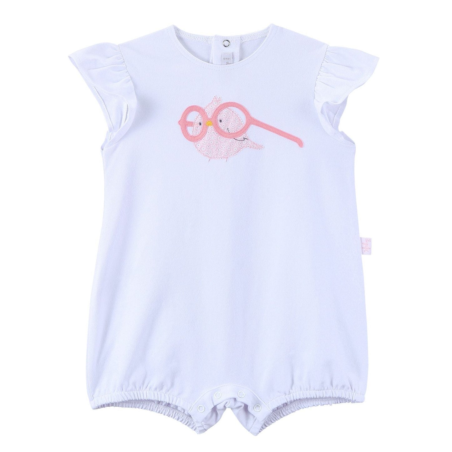 Baby Girls White Bird Printed Cotton Short Jersey Bodysuit