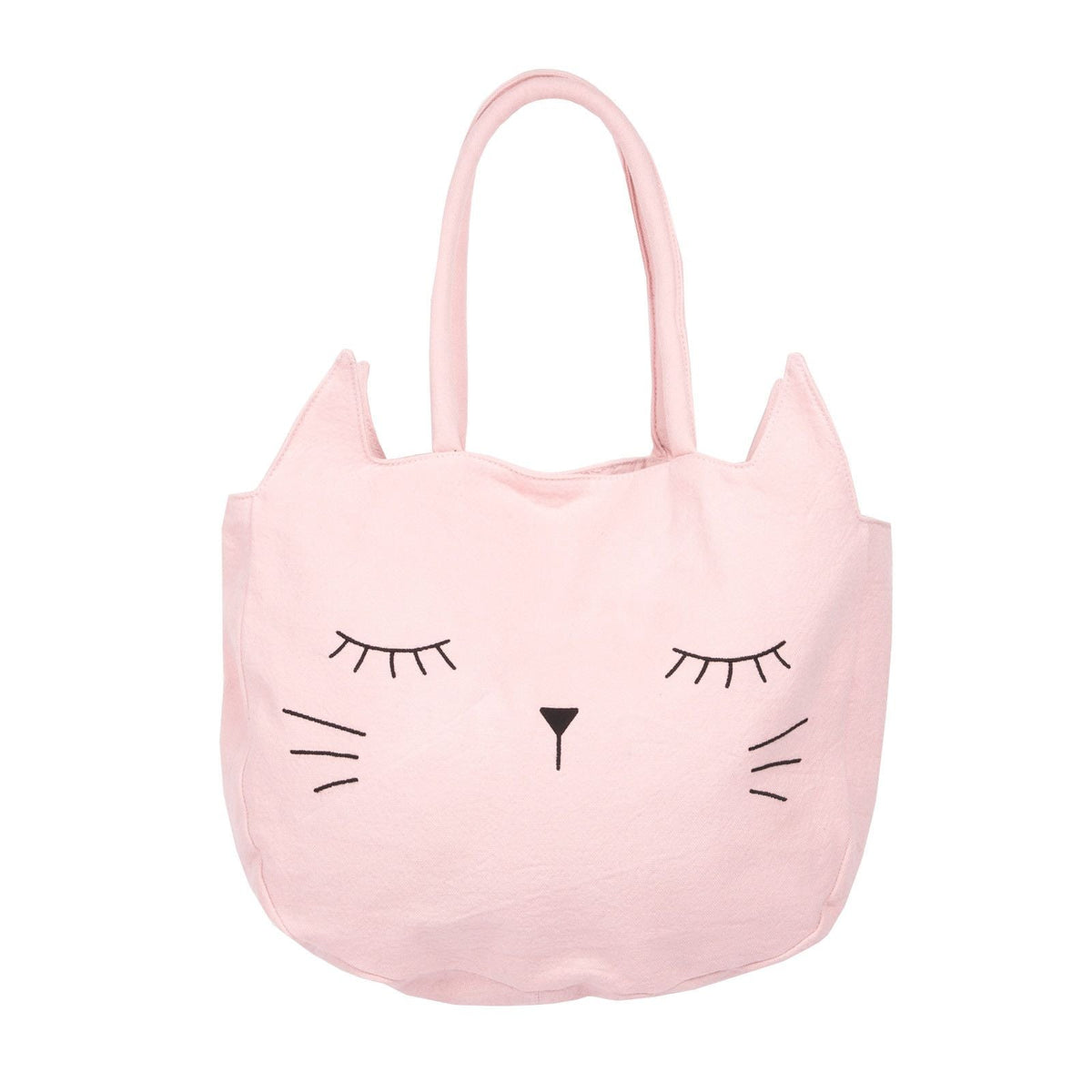 Girls Bright Pink Cat Face Printed Cotton Bag