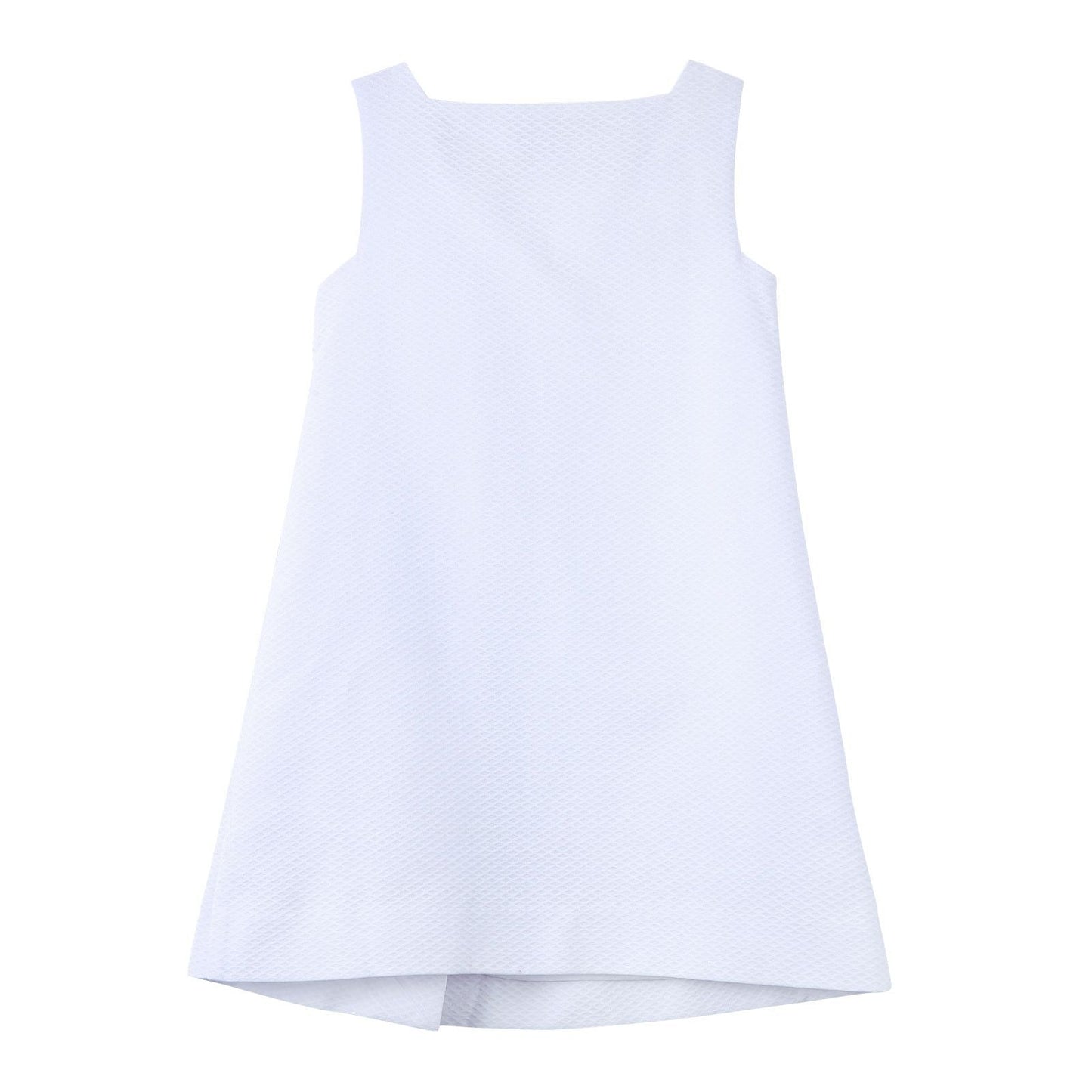 Girls White Cotton Sleeveless Dress With Greca Key Trims