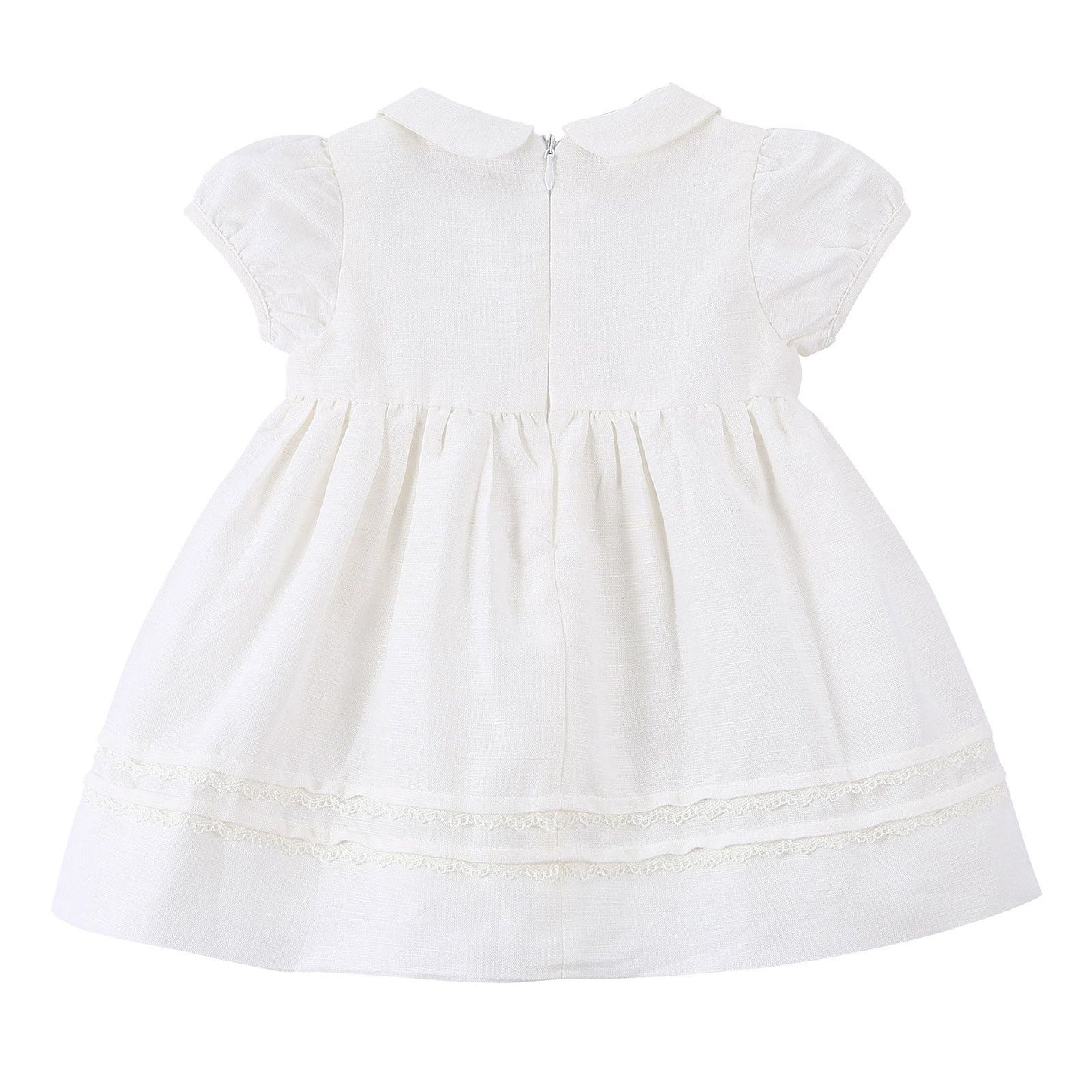 Baby Girls Milk White Dress With Peter Pan Collar