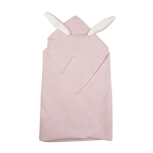 Baby Light Pink Alpaga Wool Bunny Ears Blanket