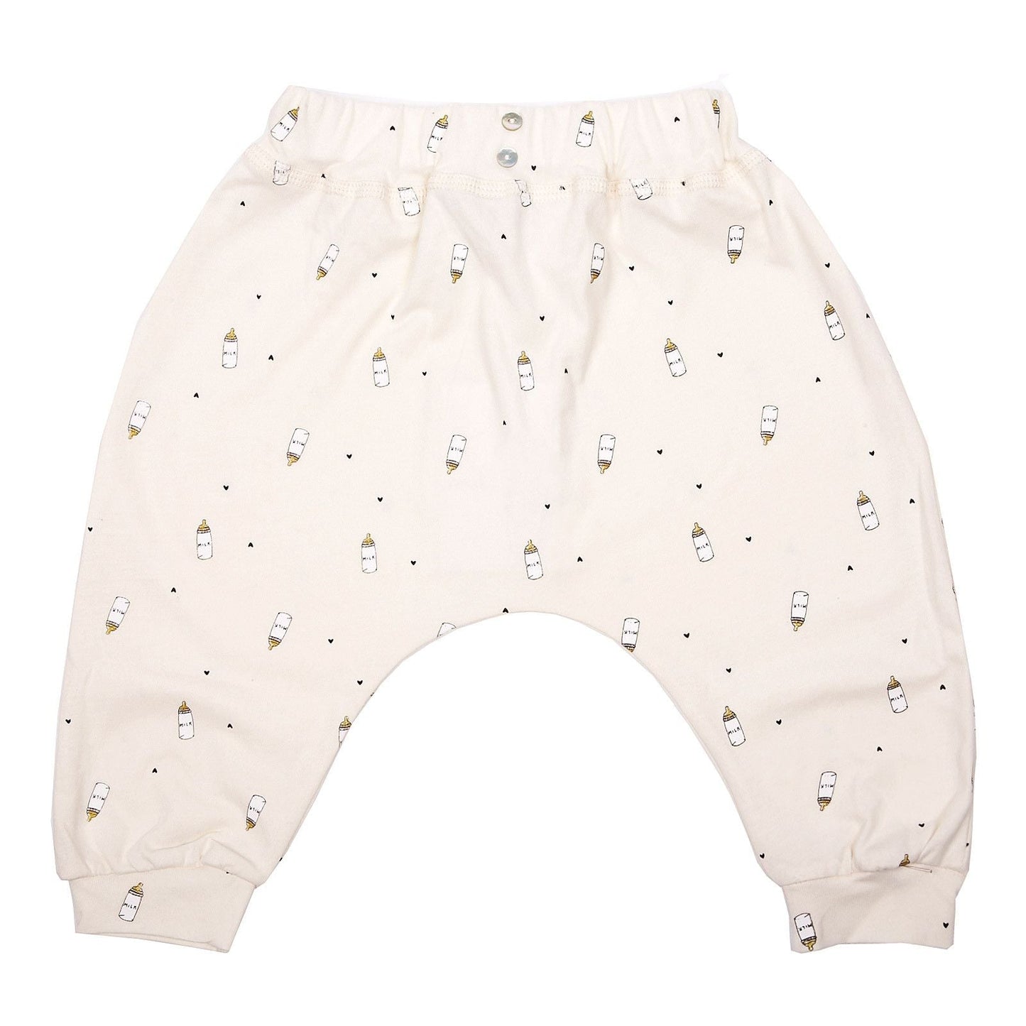 Baby Girls White Milk Bottle Printed Trousers