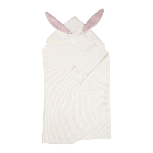 Baby White Alpaga Wool Bunny Ears Blanket