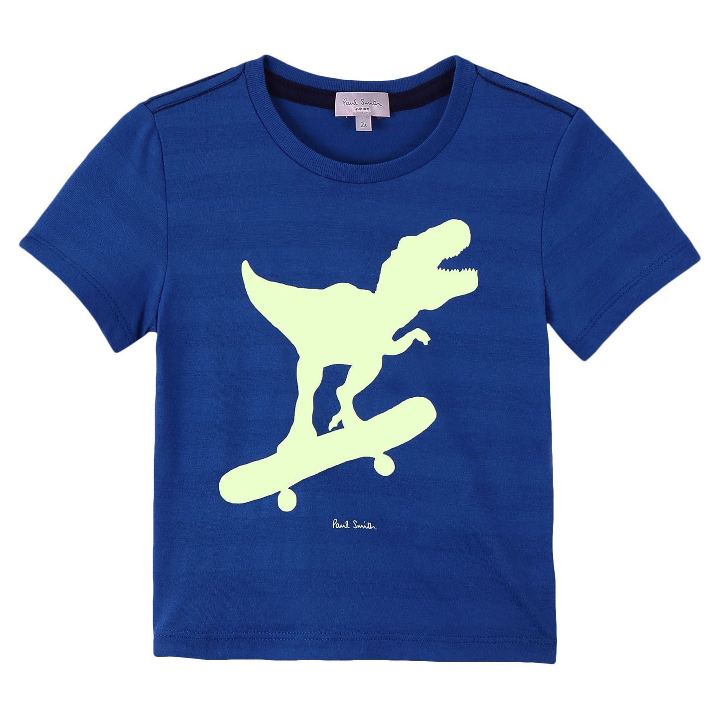 Boys Royal Blue Cotton Skateboard Dinosaur Printed T-Shirt