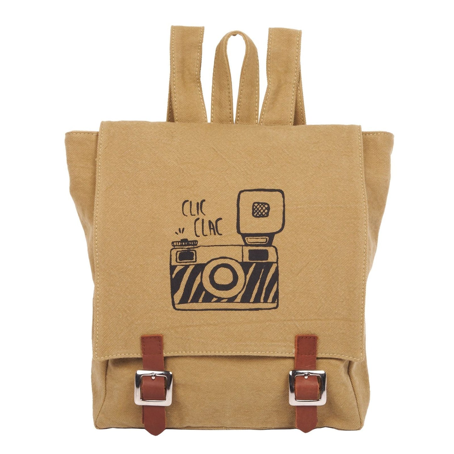 Boys & Girls Brown Camera Printed Cotton Bag