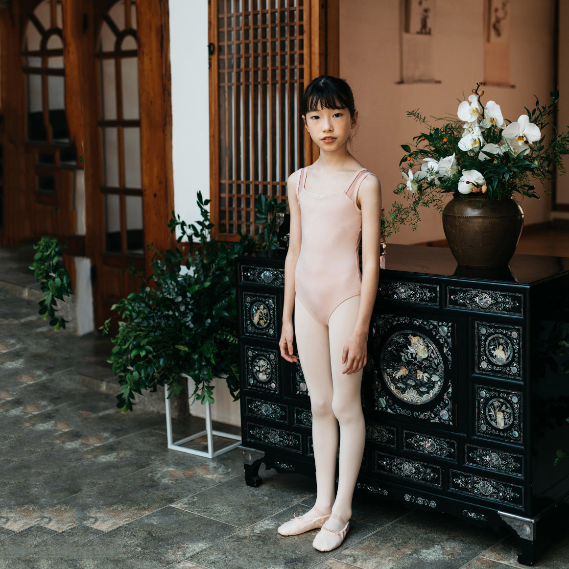女童粉色芭蕾舞连体衣