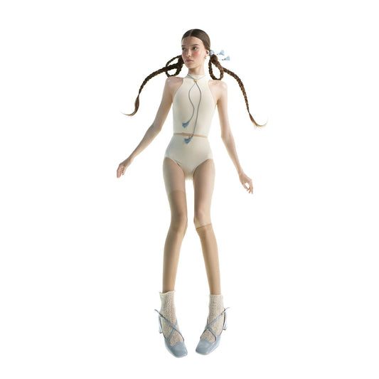 女士白色'CHOKER'芭蕾舞连体衣(201LE20VL/edelweiss)