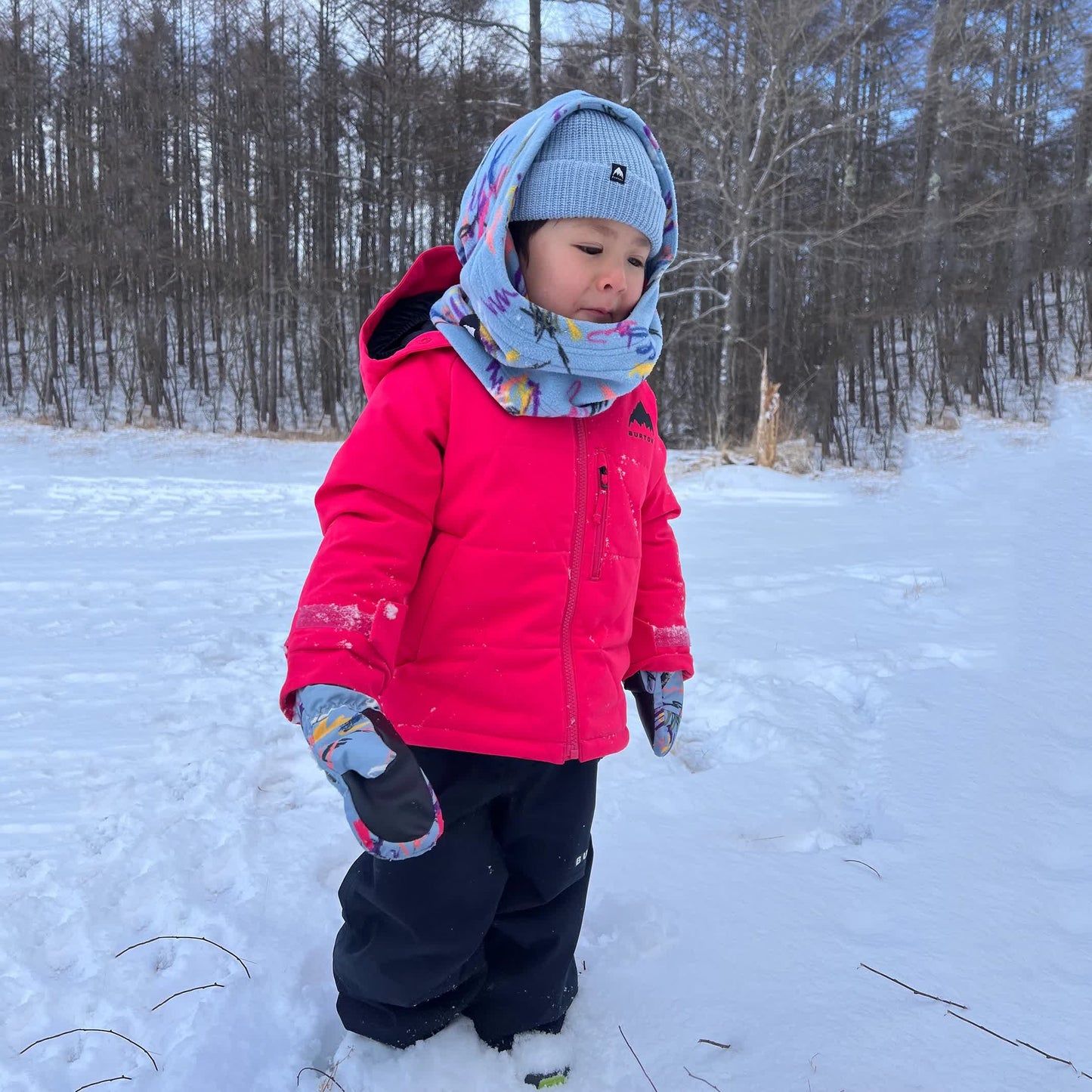 儿童蓝色印花滑雪面罩