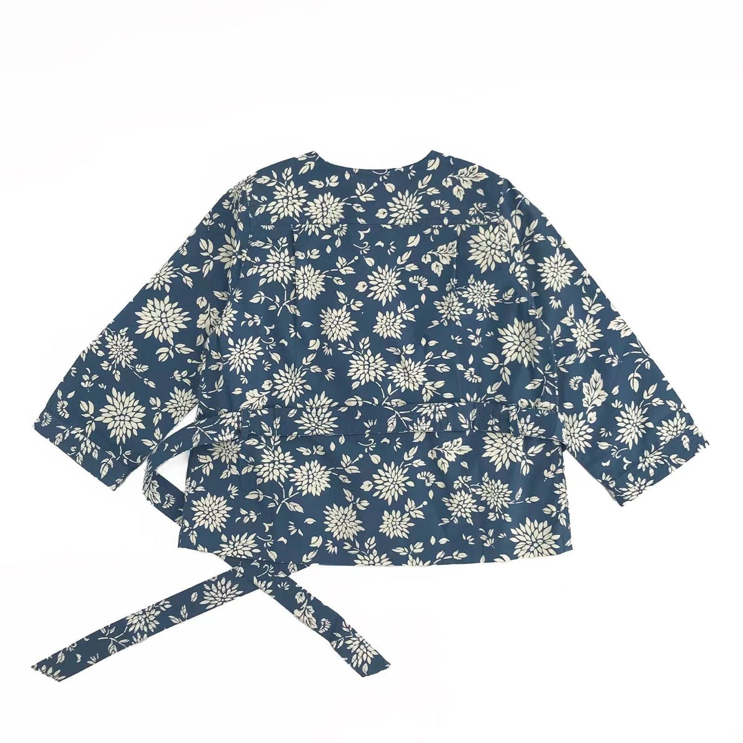 Girls Blue Printing Cotton Coat